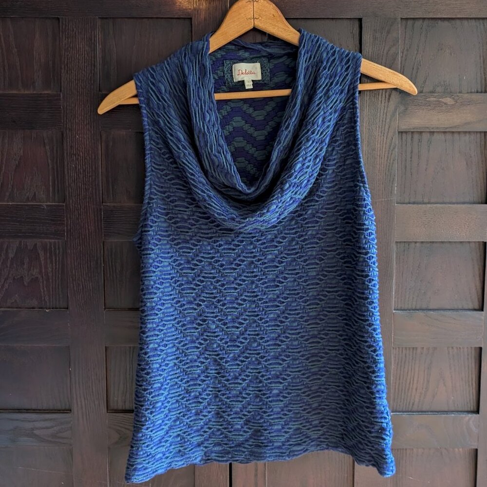 Anthropologie Deletta Textured Boho Stretchy Cowl Neck Sleeveless Top